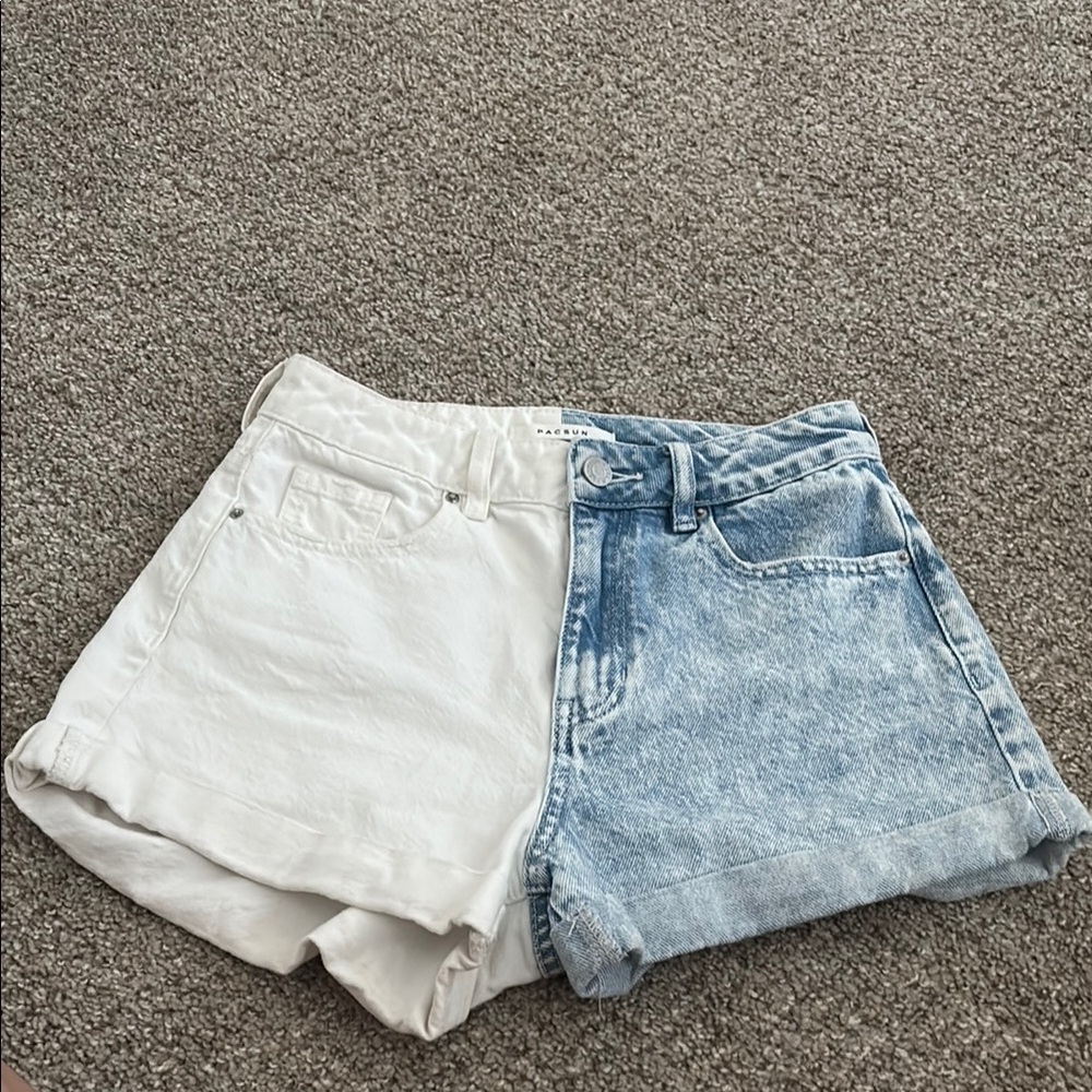PacSun White and Blue Jean Shorts Casual Summer Essential